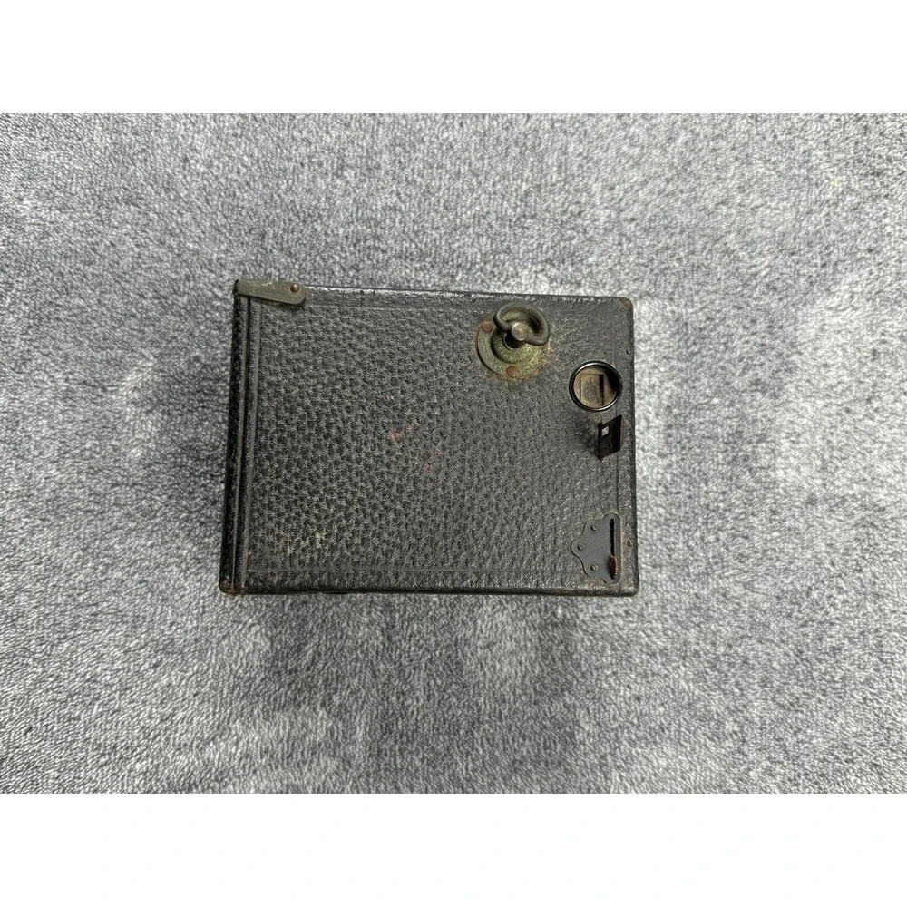 Vintage Antique‎ Black Pebble Grain Box Camera Brass Hardware Dual Viewfinder